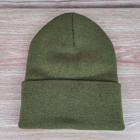 NEW Adidas Wide Cuff Fold‎ Beanie Men's One Size Knit Cuffed Hat Olive Green - Picture 2 of 4